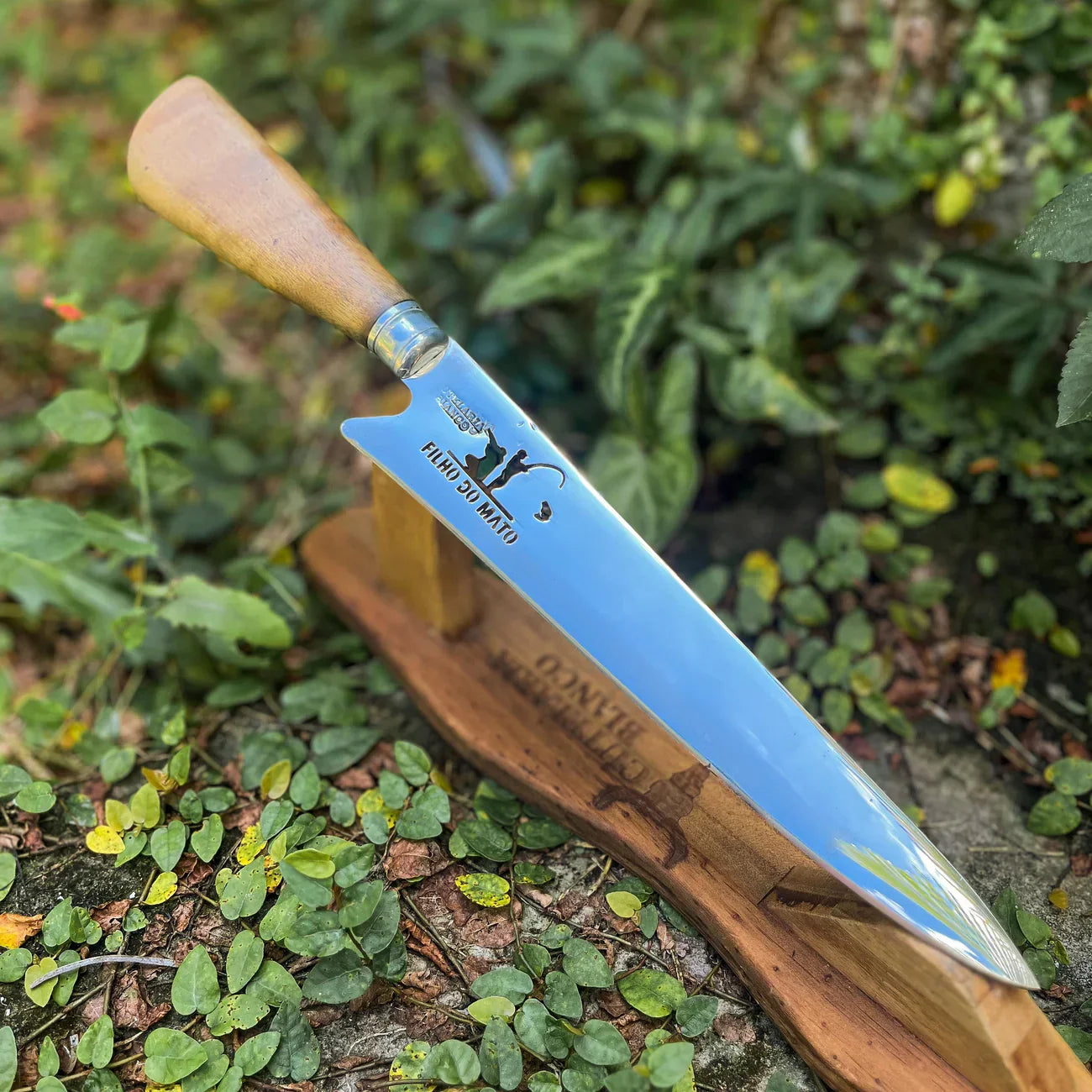 Faca Artesanal P/ Churrasco 10" 3mm Lâmina com Cabo madeira + Case especial em couro - VARIOS TEMAS NA LAMINA