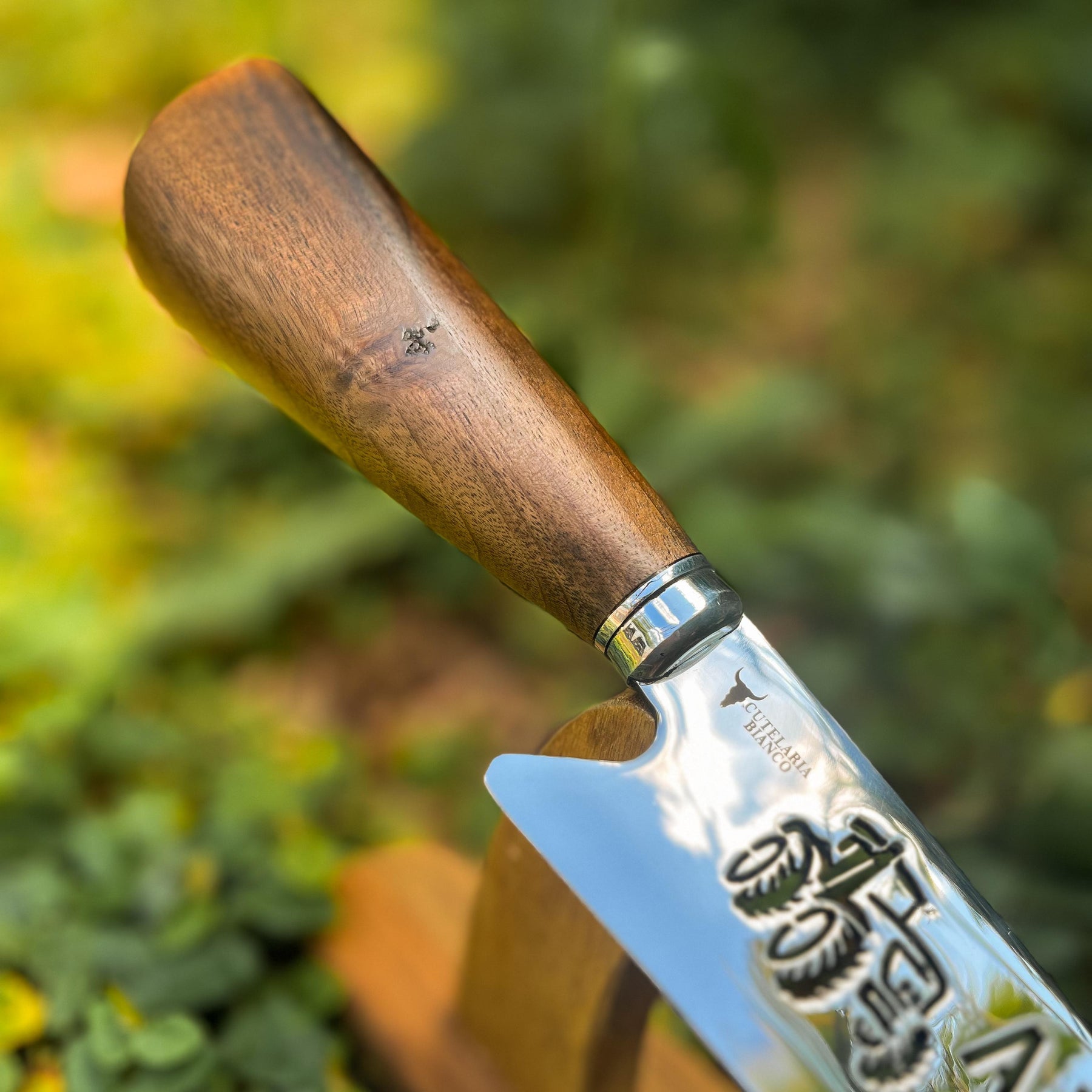 Faca de Churrasco 10" 3mm Lâmina Roça Venceu com Cabo madeira + Case especial em couro