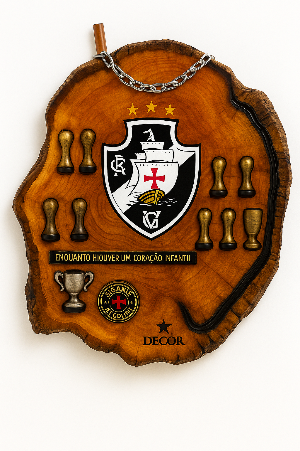 Tábua Rústica Personalizada - Vasco + Kit Churrasqueiro