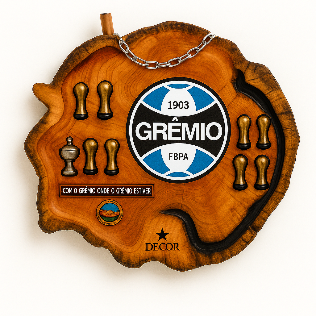 Tábua Rústica Personalizada - Grêmio + Kit Churrasqueiro